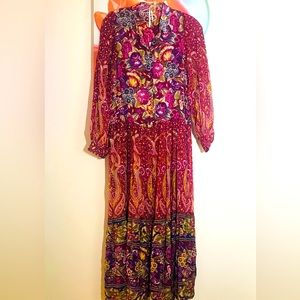 NWT Anthropologie Pink Maxi Chiffon Floral dress